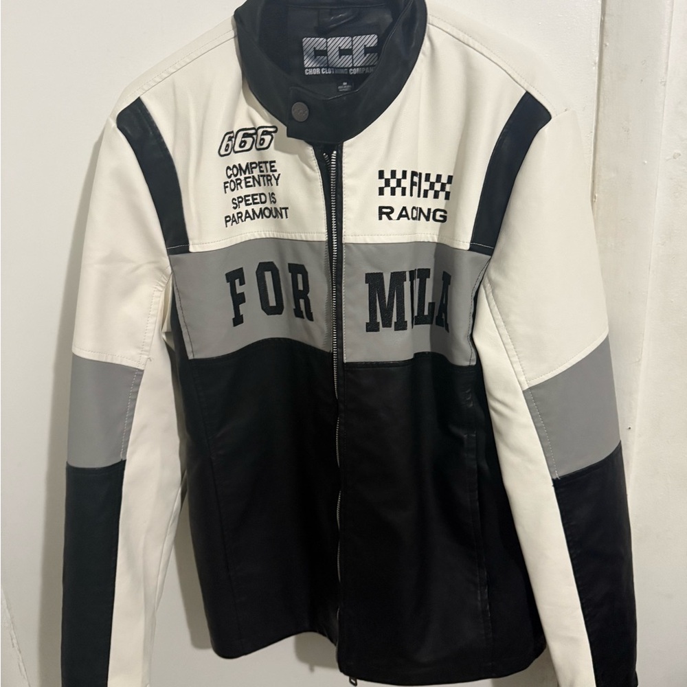 Black and White Leather Jacket